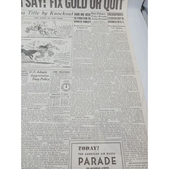 1933 Chicago Tribune Boxing Primo Carnera Wins Title French Fix Gold Navy Policy - Picture 8 of 14